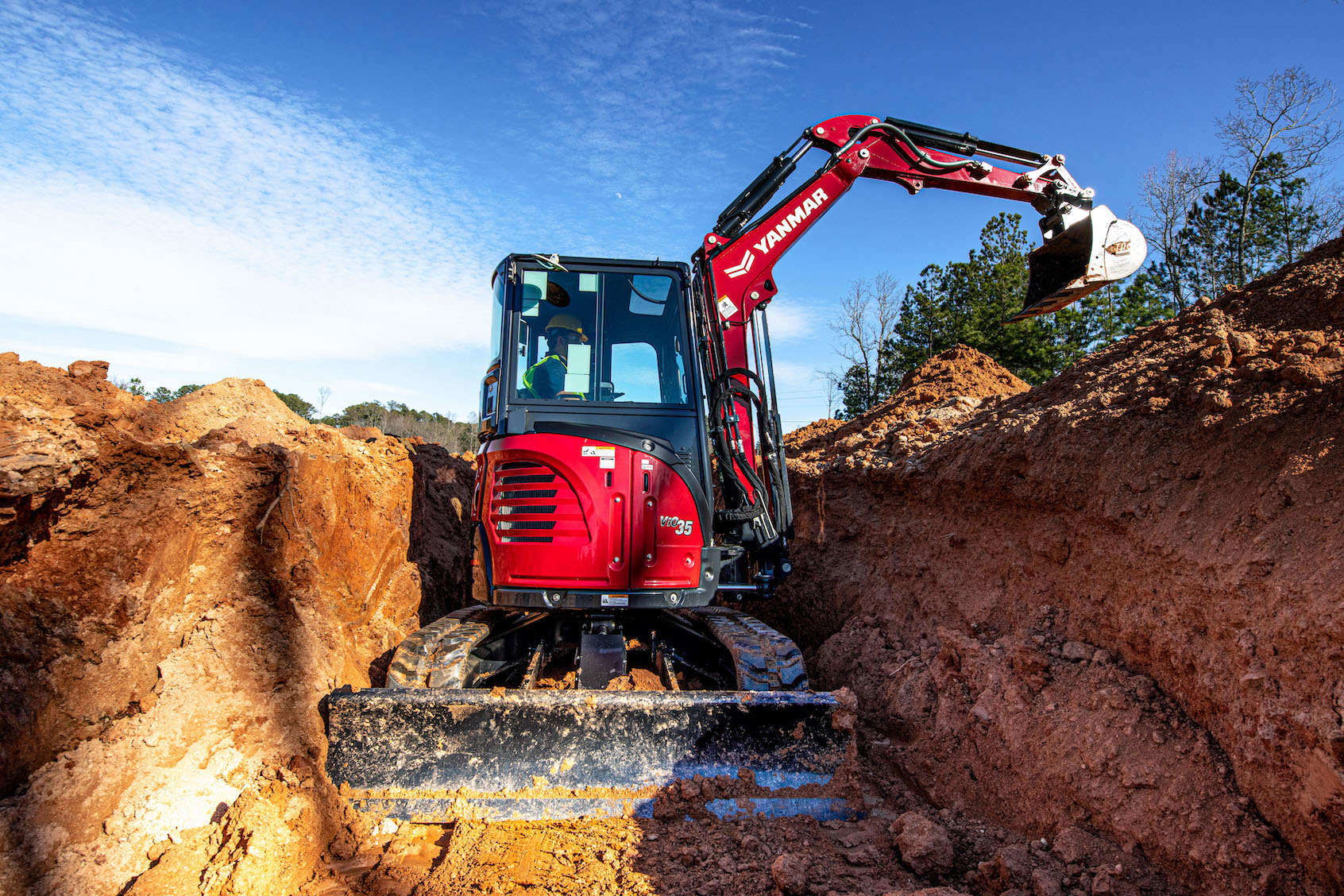 Yanmar ViO35-6A compact excavator in trench